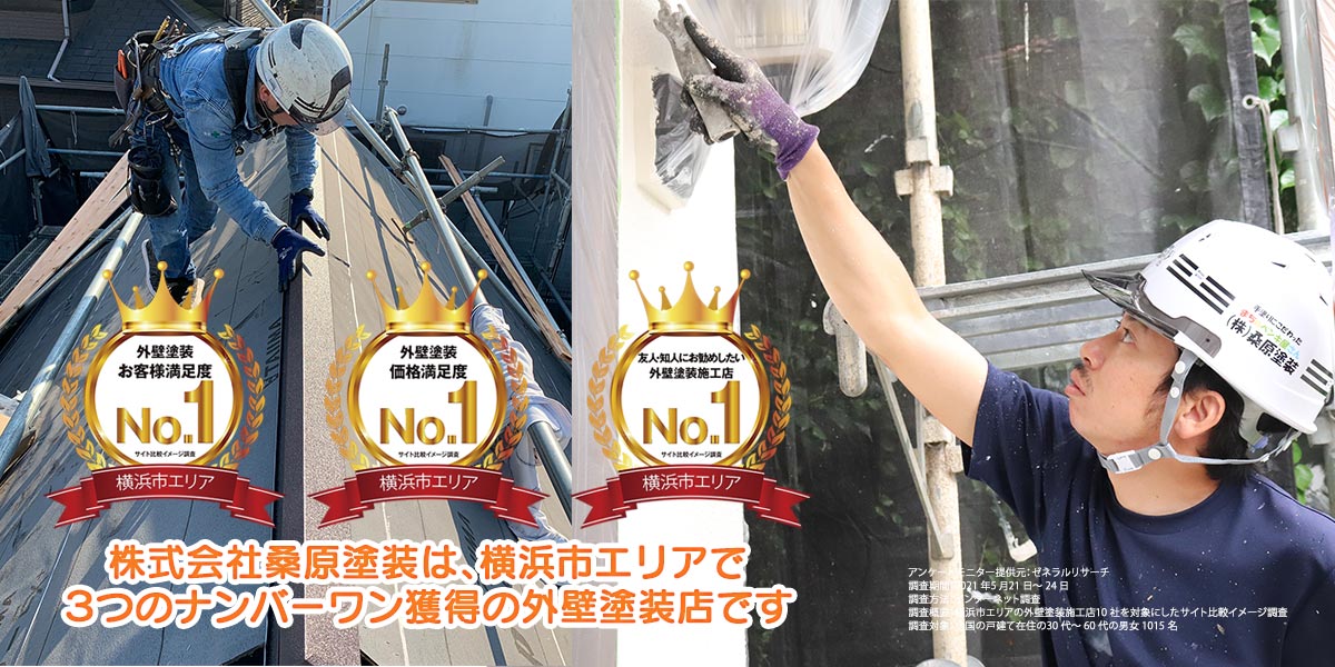 桑原塗装は横浜市エリアでのリサーチで３つのNo1を獲得しました